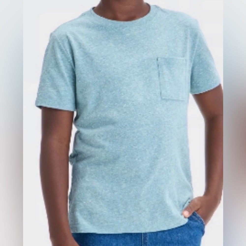 Cat & Jack Heather Teal Short Sleeve Pocket Tee